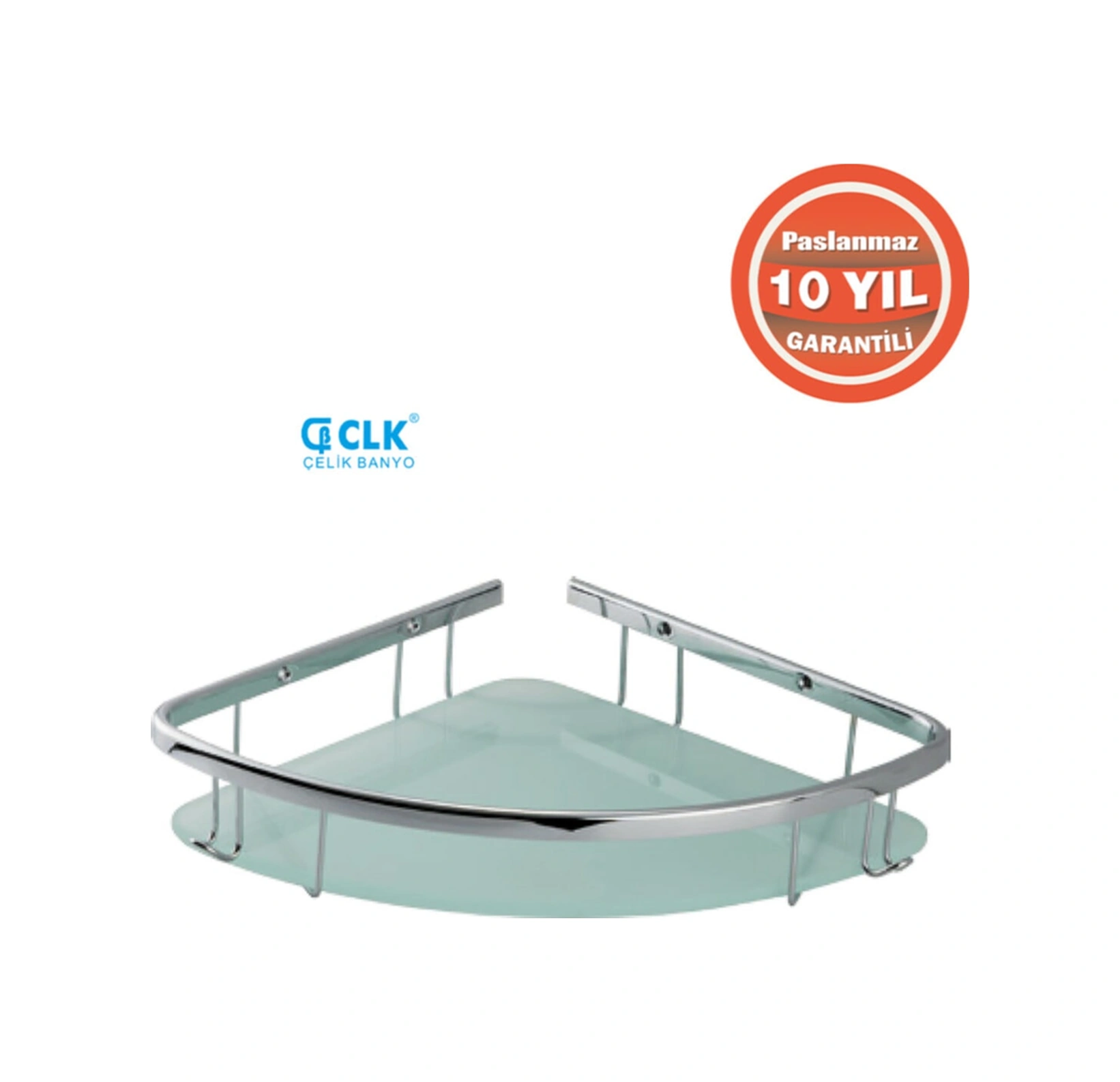 Çelik Banyo Paslanmaz Pirinç Karmina 1 Li 22x22 Cm Camlı Şampuanlık Süngerlik Köşelik Krom