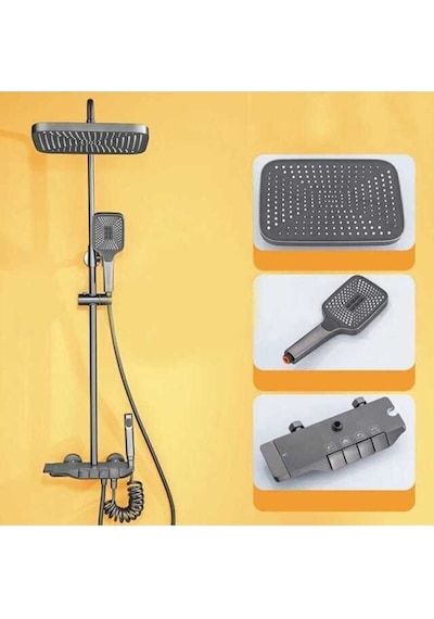 Gri Piyano Duş Seti Banyo Dekor Banyo Duş Seti Antrasit Duş Seti Diğer
