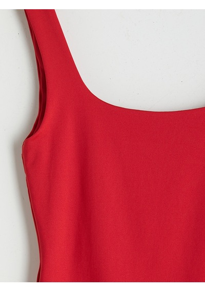 Lcw Vision Kırmızı Kare Yaka Kadın Bodysuit