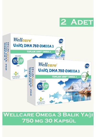 Wellcare Omega 3 Balık Yağı 750 Mg 2 x 30 Kapsül