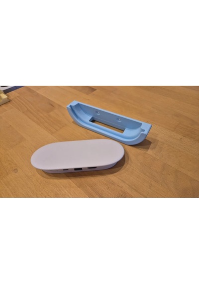3d Baskı Duvar Montajlı Yatay Medya Oynatıcı Tutucu Kablo Çıkışlı Duvar Askısı Oval Cihaz Standı - Mavi