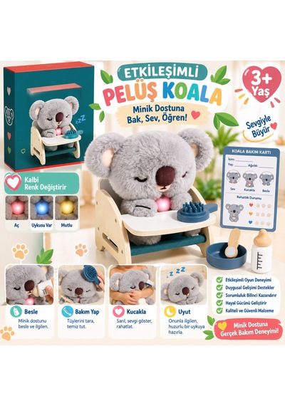 Etkileşimli Peluş Koala Gri