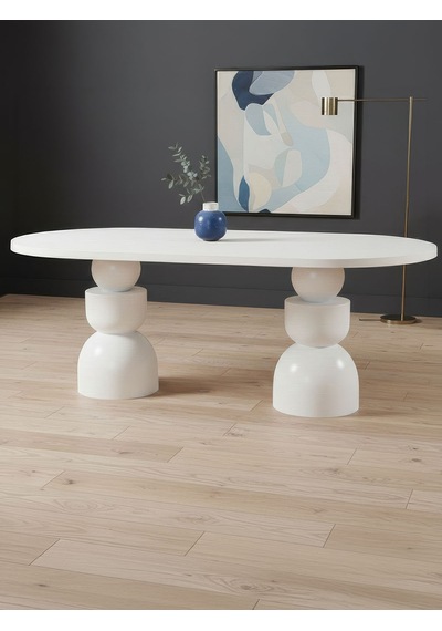 Orbis Oval Ahşap Yemek Masası 100x200 Beyaz