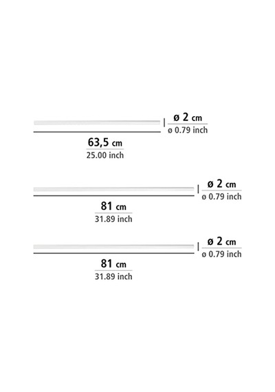 Açı Çubuğu Beyaz Çeşitli Uzunluklar Ø 2 Cm Beyaz Çok Renkli