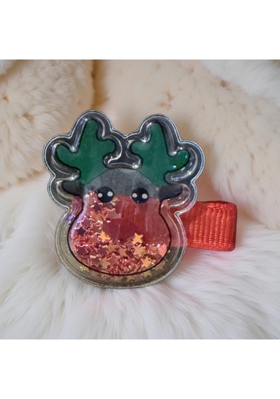 Noel Temalı 2'li Toka Seti Şapka + Geyik Christmas Hair Clip Set-209 Kırmızı