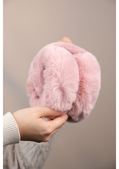Eleven Markets Soğuktan Koruyucu Soft Peluş Katlanabilir Kulak Koruyucu Kulaklık Pembe
