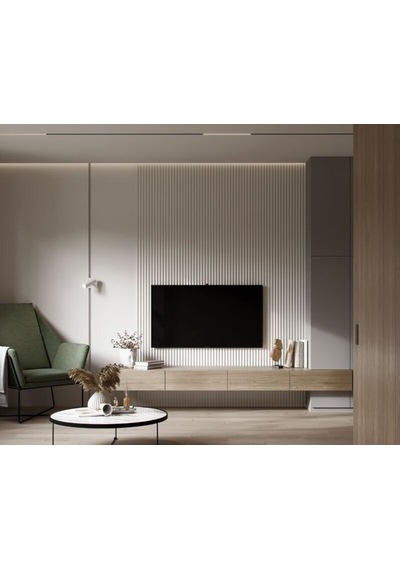 Dizayn Ahşap Meşe Tv Ünitesi Sehpası Alt Modülü Masası