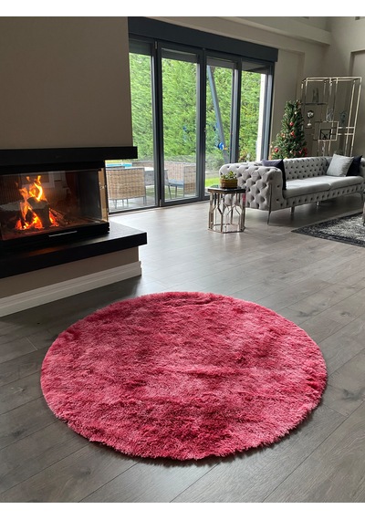 Batik Tavşan Fuşya Yumuşak Dokulu Peluş Halı Yuvarlak