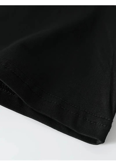 Vexor Baskılı Oversize Bisiklet Yaka T-shirt - Siyah