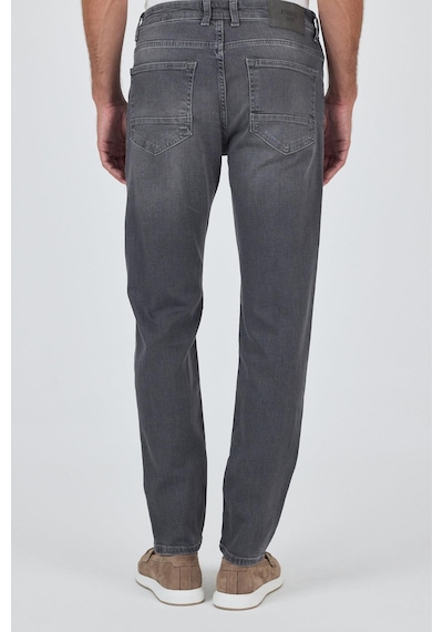 İmza Gri Gabardin 5 Cep Düz Paça Casual Slim Fit Pamuklu Denim Pantolon 1023250150 Gri