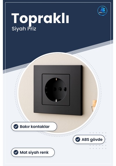 Topraklı Priz Siyah Ev Ofis Kullanımı İçin Dayanıklı Abs Gövde Ba