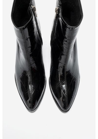 Luvi Shoes Lynda Siyah Rugan Baskı Kadın Kalın Topuklu Bot