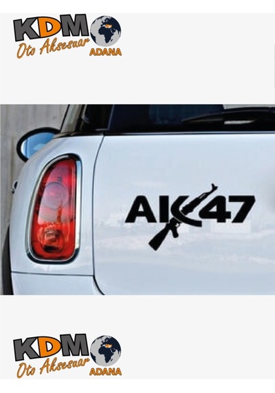 Ak47 Logo Silah Oto Sticker Siyah 20 12 Cm