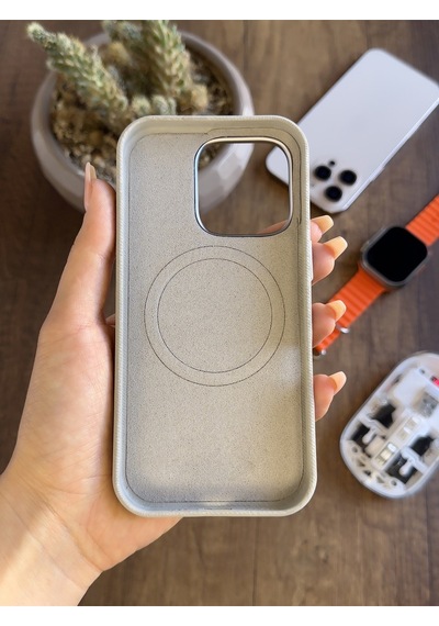 Apple iPhone 16 Pro Uyumlu Kadife Yüzeyli Magsafe Uyumlu Premium Kılıf Soocase691 Gri