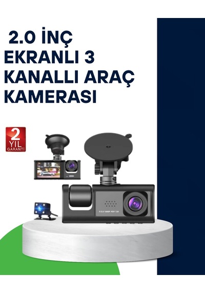 Üç Kameralı Araç Kamerası Full Hd Gece Görüş G-sensör Mh-hs5776-4501