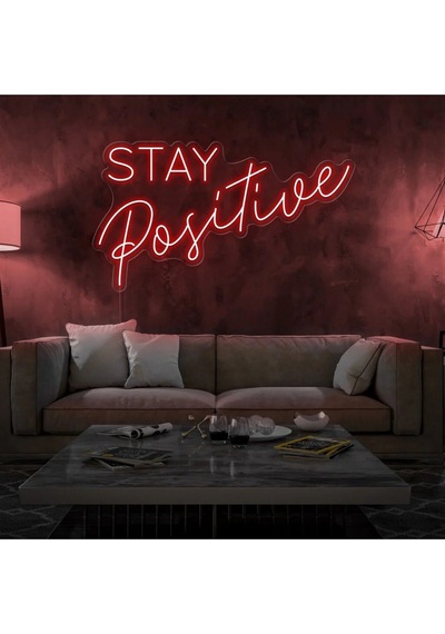 Stay Positive Yazılı Neon Tabela Kırmızı