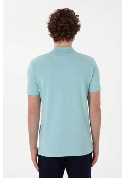 U.S. Polo Assn. Erkek Slim Fit Polo Yaka Açık Mavi Basic Tişört 50298041-VR083