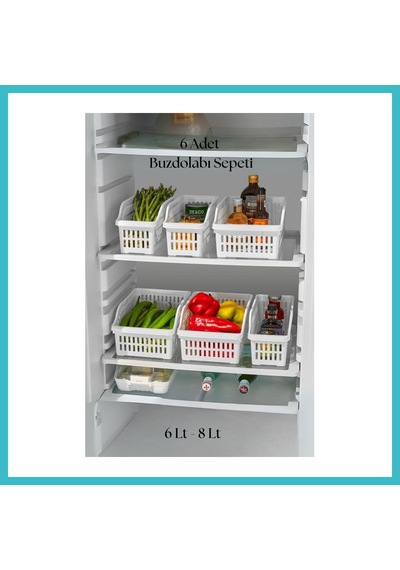 Bezos 6 Lı Buzdolabı Organizeri Düzenleyici Çok Amaçlı Dolap Düzenleyici Beyaz 12x30x14 Cm Dfnbez