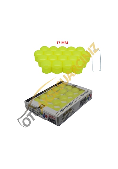 A Kalite Mefsa Bijon Kapağı Düz 17 Mm Fosfor Sarı 20 Li Set