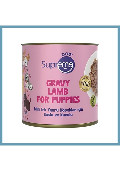 Supreme Dog Mini Irk Yavru Köpekler Için Soslu Ve Kuzulu Konserve Mama 200 Gr - Tekli Mbt06