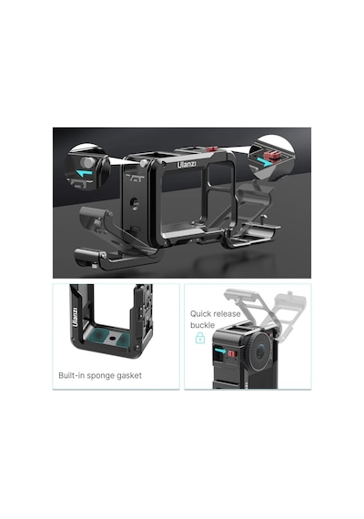 Ulanzi Oa-14 Osmo Action 3 4 Ve 5 Pro Uyumlu Metal Aksiyon Kamera Kafesi - 3204a Gri
