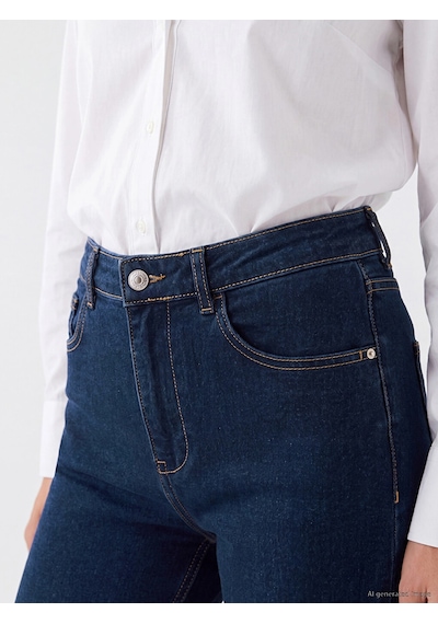 LC Waikiki Lcwaıkıkı Classic İndigo Flare Kadın Jean Pantolon Dark Rodeo