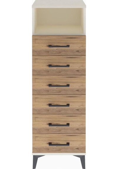 Arges Dolap Tek Raflı 6 Çekmeceli 44x30x134 Aytaşı-çam Aytaşı