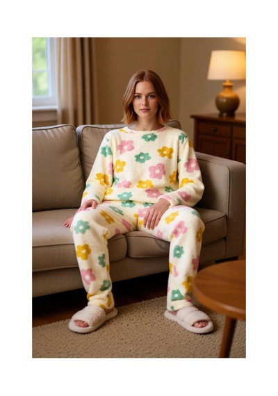 Ersefa Kadın Ayıcıklı Wellsoft Pijama Takımı Fonksiyonel Dayanıklı Kalit Pembe - Çok Renkli