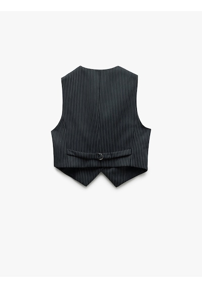 Koton Slim Fit V Yaka Kolsuz Düğmeli Takım Yeleği Lacivert Çizgili 5sak20015ew Lacivert Çizgili Lacivert