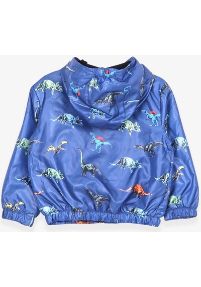 Breeze Erkek Çocuk Yağmurluk Dinozor Desenli Saks Mavisi (1-6 Yaş)