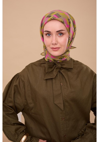 Silk Home Yaz Esintisi Eşarp 150001-06 Yeşil Kahve, Asit, Pembe, Kına Yeşili