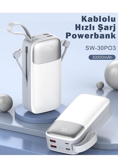 Sword SW-30PO3 30000 mAh 22.5W Powerbank Beyaz