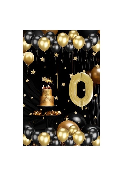 0 Yaş Gold Siyah Balon Seti Gold Rakamlı Doğum Günü Balonu Şık Parti Süsleme Çok Renkli