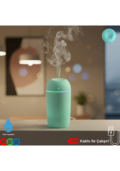 420ml Rgb Işıklı Mini Sessiz Usb Hava Nemlendirici & Aroma Difüzör