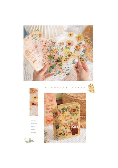 Lexroo Craft 6 Sayfa 60 Adet Şeffaf Büyük Sarı Çiçek Sticker Bullet Journal Scrapbook Laptop Ajanda