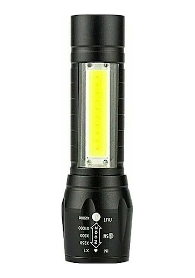 Çok Kullanışlı Pratik 2 Adet Ultra Güçlü Usb Şarjlı El Feneri Kamp Avcılık Polis Feneri Siyah