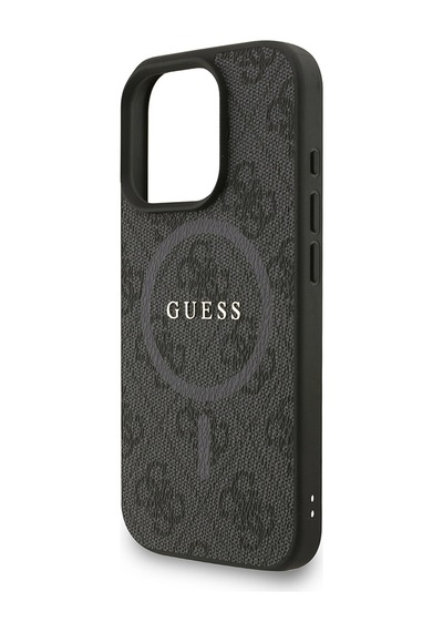 Apple iPhone 16 Pro Max Uyumlu Kılıf Guess Lisanslı M safe Bilek Askı İpli Yazı Logolu Kapak Siyah