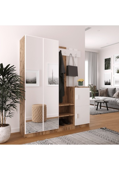Robinhome Robin Home Benjamin Vestiyer Portmanto Ayakkabılık Çam-Beyaz