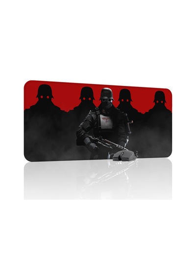 Wolfenstein Kaymaz Dikişli Kauçuk Oyuncu Mousepad V1 - 90x40 Xxl Gaming Mouse Pad Fare Altlığı
