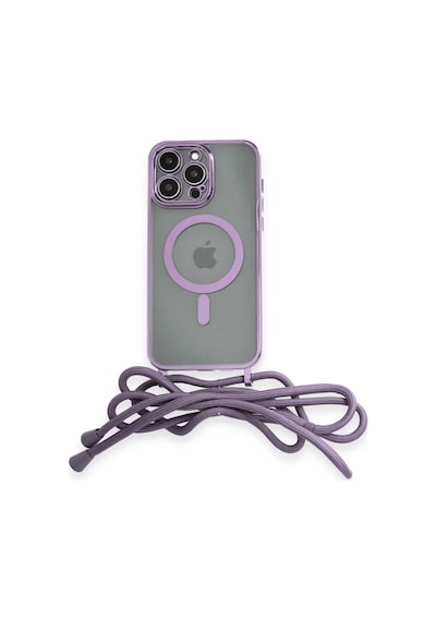 Apple iPhone Uyumlu  13 Pro Uyumlu Kılıf Divo Lazer Askılı Magsafe Kapak - Lila