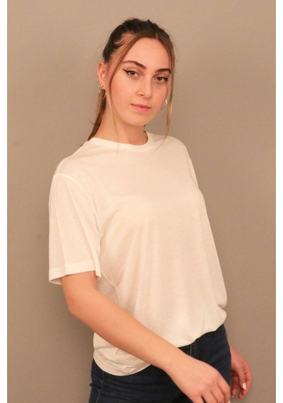 Rich Kadın O Yaka T-shirt Tişört Beyaz