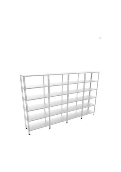 6 Katlı 4'lü Galvaniz Çelik Raf - Depo, Arşiv, Kiler, Dosya, Market Rafı 31x75 Cm-200 Cm-0.70 Mm Gri
