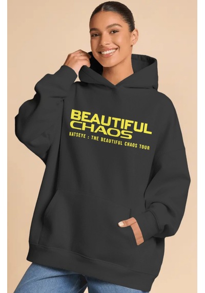 Sevbano Beautiful Chaos Katseye Kpop Müzik Grubu Sırt Baskılı Unisex Over Siyah