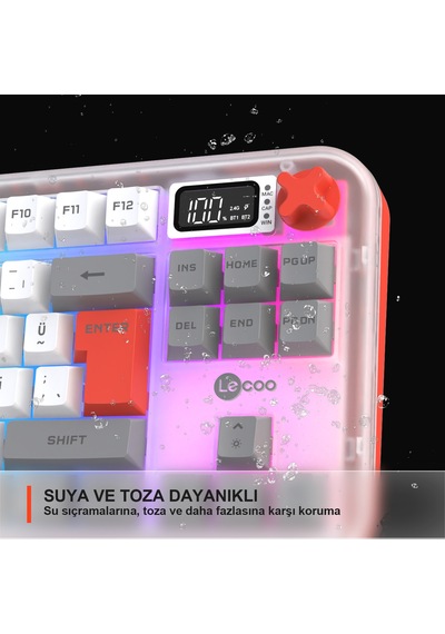 Lecoo Gk302 Üç Modlu Rgb Kablosuz 85 Tuşlu Türkçe Q Membran Oyuncu Klavyesi Beyaz Gri