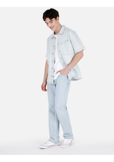 Colin's Colins 031 Waya Normal Kesim Shirt Yaka Mavi Erkek Jean Kısa Kol Gömlek Cl1069577 Cl1069577 Q1.v1 Dn43541 Denim