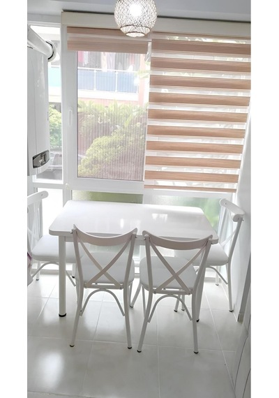 Kora Serisi 70x110 Sabit Mutfak Masası Takımı 4 Beyaz Sandalye Beyaz Kora Serisi 70x110 Sabit Mutfak Masası Takımı 4 Beyaz Sandalye Beyaz