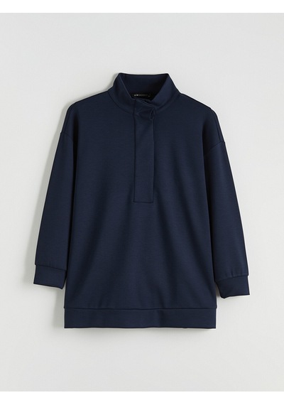 Lcw Modest Lacivert Soft Touch Oversize Kadın Sweatshirt Tunik