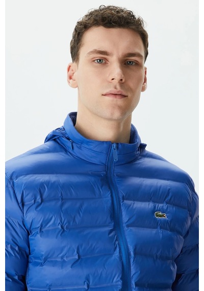 Lacoste Synthetic Fill Jacket Gizlenebilir Kapişonlu Şişme Erkek Mont Mavi Lacivert