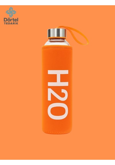 H2o Kılıflı Cam Matara 750 Ml Turuncu