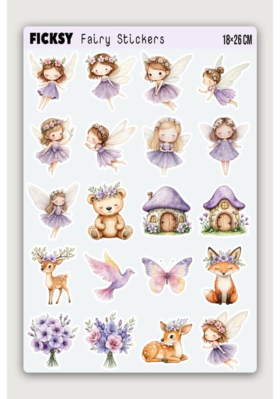 Sevimli Peri Sticker Seti - 55 Adet Etiket Çıkartma Diğer